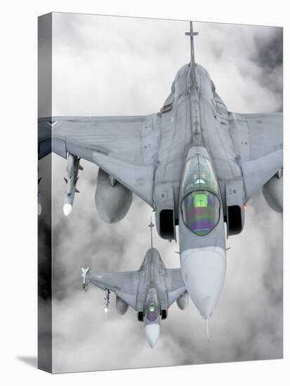 A Pair of Hungarian Air Force Jas-39 Gripen over Lithuania-Stocktrek Images-Premier Image Canvas