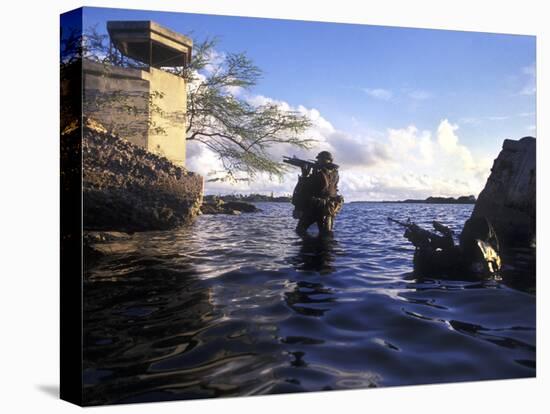 A Pair of Navy Seal Combat Swimmers Transition from Underwater to the Surface-Stocktrek Images-Premier Image Canvas