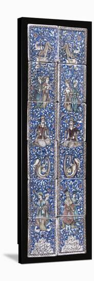 A Panel of Twelve Qajar Moulded Pottery Tiles-null-Premier Image Canvas