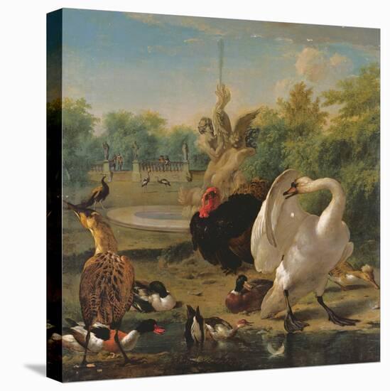A Park with Swan and Other Birds (Oil on Canvas)-Melchior de Hondecoeter-Premier Image Canvas
