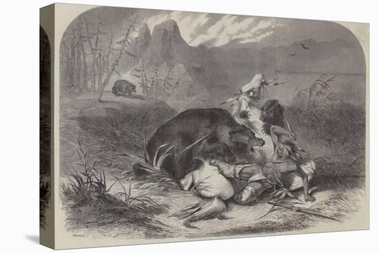 A Pawnee Indian Attacked by Grizzly Bears-null-Premier Image Canvas