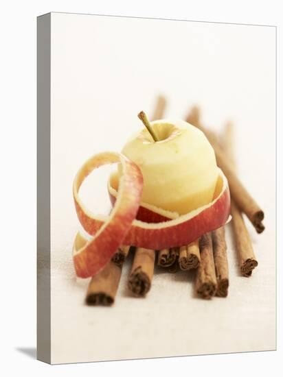 A Peeled Apple on Cinnamon Sticks-Marc O^ Finley-Premier Image Canvas