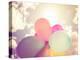 A Person Holding Multi Colored Balloons Done with a Retro Vintage Instagram Filter Effect-graphicphoto-Premier Image Canvas