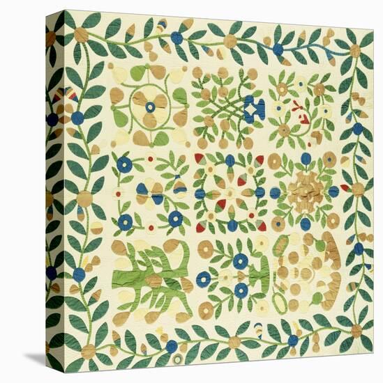 A Pieced and Appliqued Cotton Album Crib Quilt, American, circa 19th Century-null-Premier Image Canvas