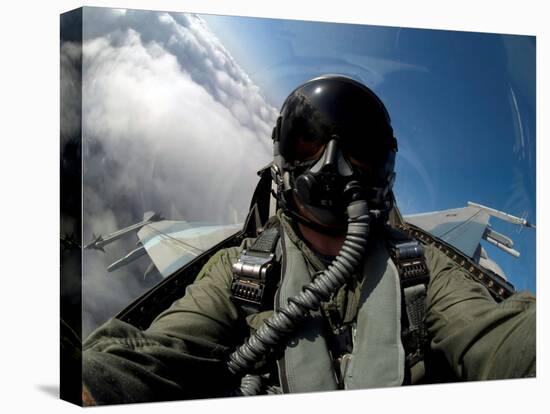 A Pilot in the Cockpit of an F-16 Fighting Falcon-Stocktrek Images-Premier Image Canvas