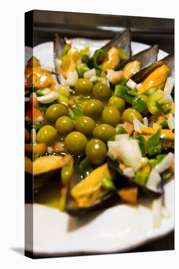 A Plate of Mussels and Olives at a Traditional Tapas Bar in Madrid, Spain, Europe-Martin Child-Premier Image Canvas