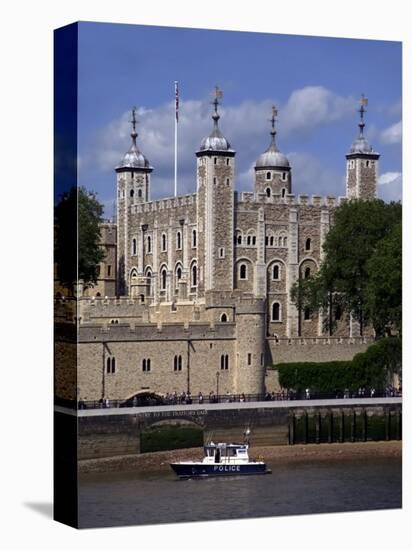 A Police Launch on the River Thames, Passing the Tower of London, England-David Hughes-Premier Image Canvas