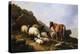 A Pony and Sheep on a Cliff with a Sailing Vessel Beyond, 1868-Alfred Thompson Bricher-Premier Image Canvas