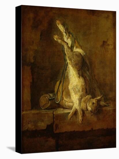 A poudre-dead hare with game bag and powder flask.-Jean-Baptiste-Simeon Chardin-Premier Image Canvas