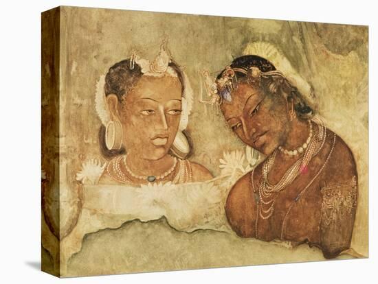 A Princess and Her Servant, Copy of a Fresco from the Ajanta Caves, India-null-Premier Image Canvas