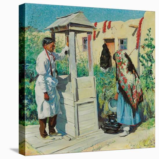 A Pueblo Well Scene (Oil on Canvas)-Walter Ufer-Premier Image Canvas