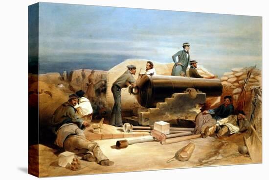 A Quiet Day in the Diamond Battery - Portrait of a Lancaster 68-Pounder, Crimean War 1855-1856-William Simpson-Premier Image Canvas