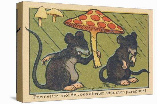 A Rat Asks a Spleen to Shelter it under a Mushroom. “Let Me Shelter You under My Umbrella!” , 1936-Benjamin Rabier-Premier Image Canvas