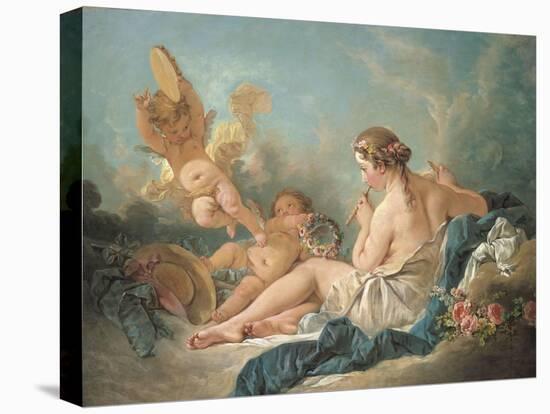 A Reclining Nymph Playing the Flute with Putti, Perhaps the Muse Euterpe, 1752-Francois Boucher-Premier Image Canvas