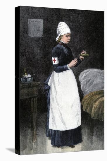 A Red Cross Hospital nurse Pouring Medicine, Late 1800s-null-Premier Image Canvas