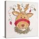 A Reindeer with Lights Strewn in its Antlers Wreath around its Neck-Beverly Johnston-Premier Image Canvas