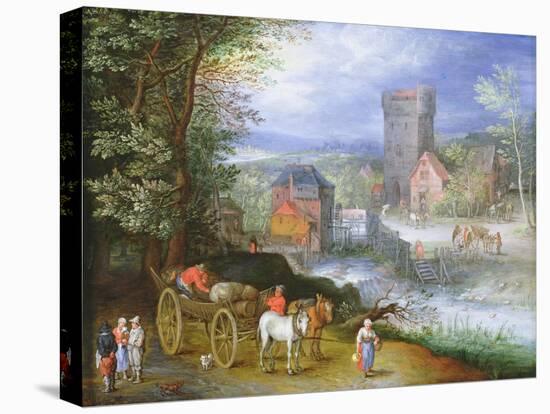 A River Landscape with a Watermill-Jan Brueghel the Younger-Premier Image Canvas