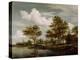 A River Scene, 1658 (Oil on Oak Panel)-Meindert Hobbema-Premier Image Canvas