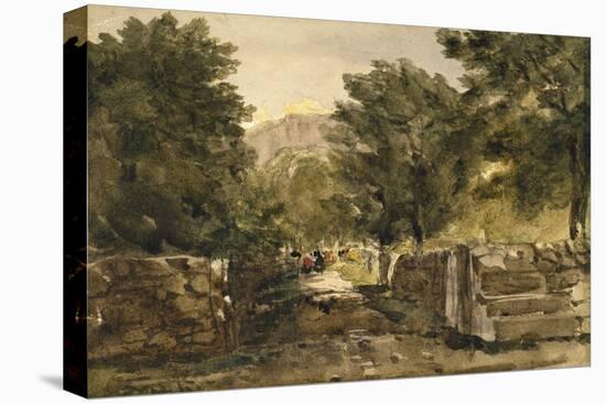 A Road in North Wales with Figures, C.1840-David Cox-Premier Image Canvas