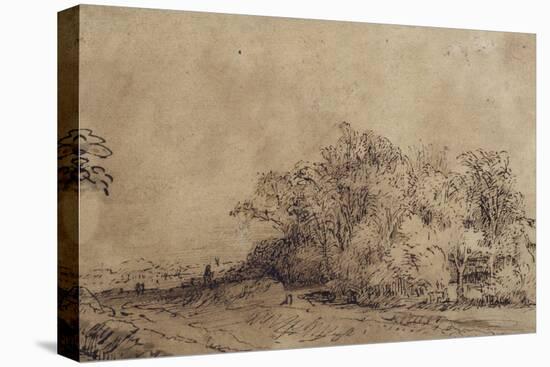 A Rough Road Along the Dyke with Trees Hiding a Farmstead-Rembrandt van Rijn-Premier Image Canvas