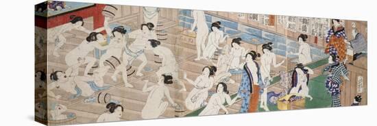A Scene Inside a Bath House with Quarrelling Women-Utagawa Yoshiiku-Premier Image Canvas