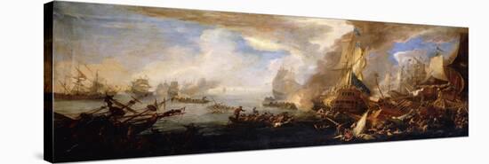 A Sea Battle with Sardinian and Venetian Warships and Sardinian and Egyptian(?) Galleys-Carlevarijs Luca-Premier Image Canvas