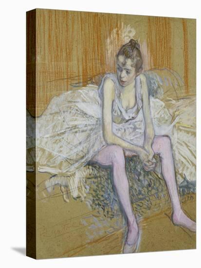 A Seated Dancer with Pink Stockings, 1890-Henri de Toulouse-Lautrec-Premier Image Canvas