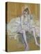 A Seated Dancer with Pink Stockings, 1890-Henri de Toulouse-Lautrec-Premier Image Canvas