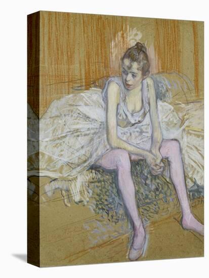 A Seated Dancer with Pink Stockings, 1890-Henri de Toulouse-Lautrec-Premier Image Canvas