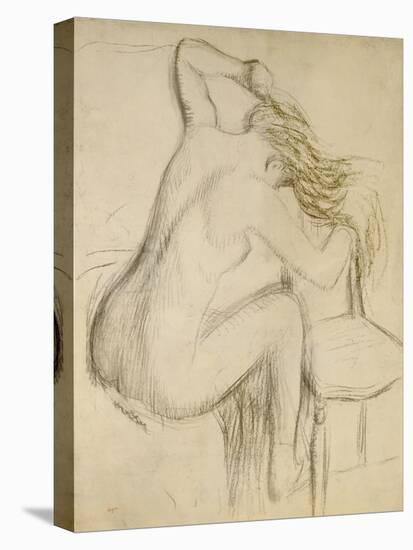 A Seated Woman Styling Her Hair-Edgar Degas-Premier Image Canvas