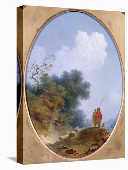 A Shepherd Playing the Flute Whilst a Peasant Girl Listens, 1765-Jean-Honore Fragonard-Premier Image Canvas