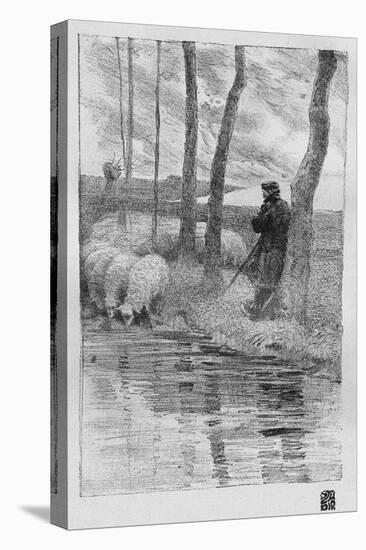 A Shepherd with His Flock by a River, 1899-Robert Hermann Sterl-Premier Image Canvas