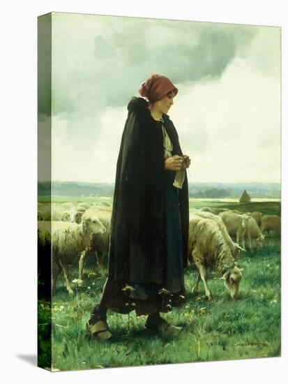 A Shepherdess with Her Flock-Julien Dupre-Premier Image Canvas