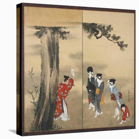 A Shinto Priest, Three Women and a Child, Edo Period, C.1799-Katsushika Hokusai-Premier Image Canvas