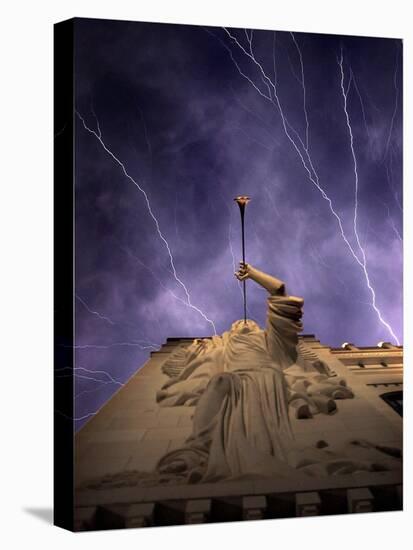 A Show of Lightning Ripples Across the North Texas Sky Above the Bass Performance Hall-null-Premier Image Canvas