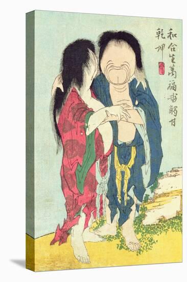 A 'Shunga' (Erotic) Print, from 'Manpoku Wago-Jin': Mrs. Woman and Mr. Man, 1821-Katsushika Hokusai-Premier Image Canvas