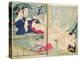 A 'Shunga' (Erotic Print), from 'Manpoku Wago-Jin: Two Pairs of Lovers, 1821-Katsushika Hokusai-Premier Image Canvas