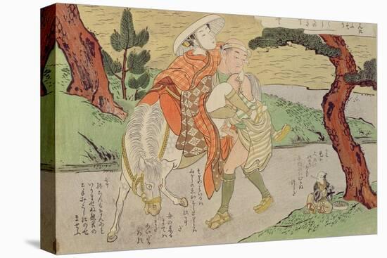 A 'Shunga', from a Series of Twenty Four Erotic Prints: Lovers on the Road, 1725-70-Suzuki Harunobu-Premier Image Canvas