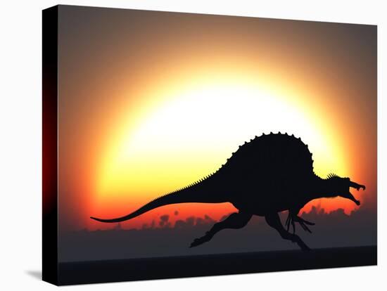 A Silhouetted Spinosaurus Sprinting Against a Setting Set at the End of a Jurassic Day-Stocktrek Images-Premier Image Canvas