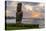 A Single Moai at Fisherman's Harbor in the Town of Hanga Roa-Michael Nolan-Premier Image Canvas