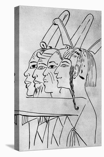 A Sketch of African and Asian Men from the Tomb of King Seti I, Thebes, Egypt, 1936-null-Premier Image Canvas