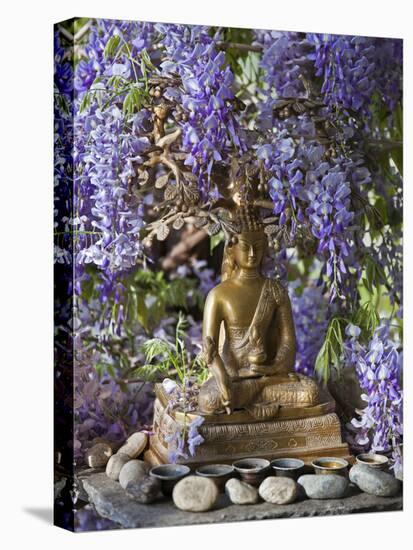 A Small Buddha Shrine Surrounded by Wisteria in Hotel Gangtey Palace, 100-Year-Old Building, Once a-Nigel Pavitt-Premier Image Canvas