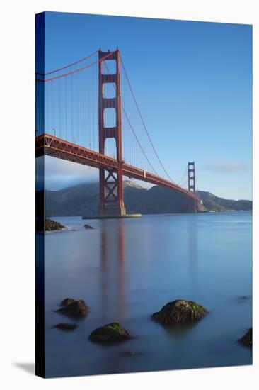 A Smooth-Water Reflection Of The Golden Gate Bridge In The Early Morning Light-Joe Azure-Stretched Canvas