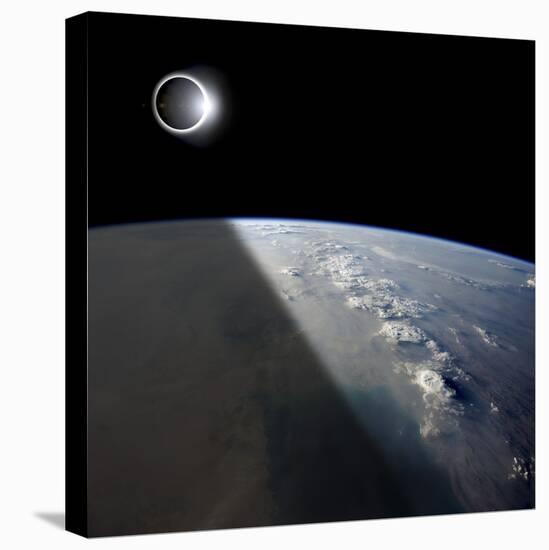 A Solar Eclipses Partially Shades the Earth Below-Stocktrek Images-Premier Image Canvas