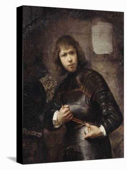 A Soldier, Standing Three-Quarter Length, Buckling His Belt-Willem Drost-Premier Image Canvas