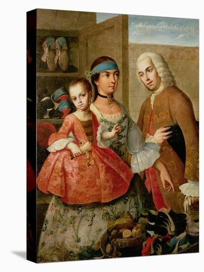 A Spaniard, His Mexican Indian Wife and Child, from a Series on Mixed Race Marriages in Mexico-Miguel Cabrera-Premier Image Canvas
