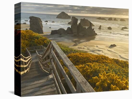 A Stairway Leads to the Beach in Bandon, Oregon, USA-William Sutton-Premier Image Canvas