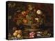 A Still Life of Grapes, Apples, a Peach and Plums in a Basket with Lily of Valley-Balthasar van der Ast-Premier Image Canvas