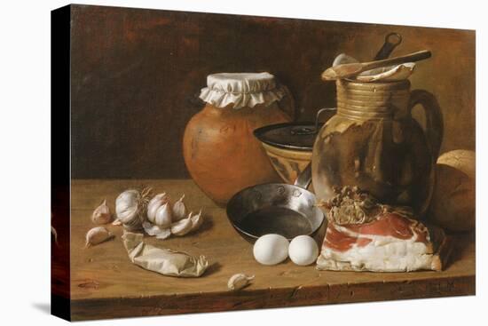A Still Life of Ham and Eggs (Oil on Canvas)-Luis Egidio Menendez or Melendez-Premier Image Canvas