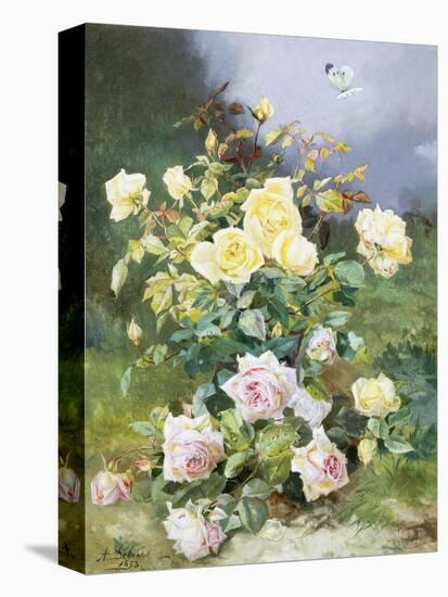 A Still Life of Pink and Yellow Roses-Alexandre Debrus-Premier Image Canvas